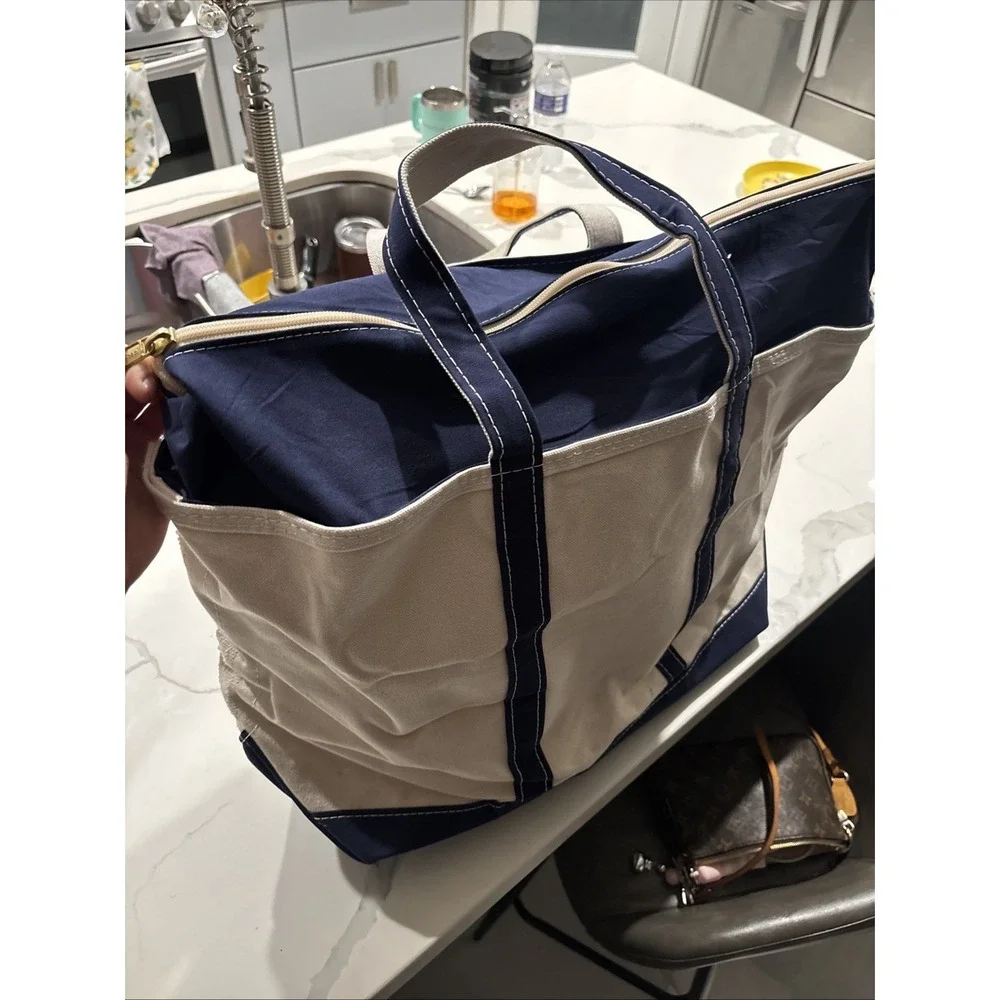 ll bean tote large zip Navy Blue